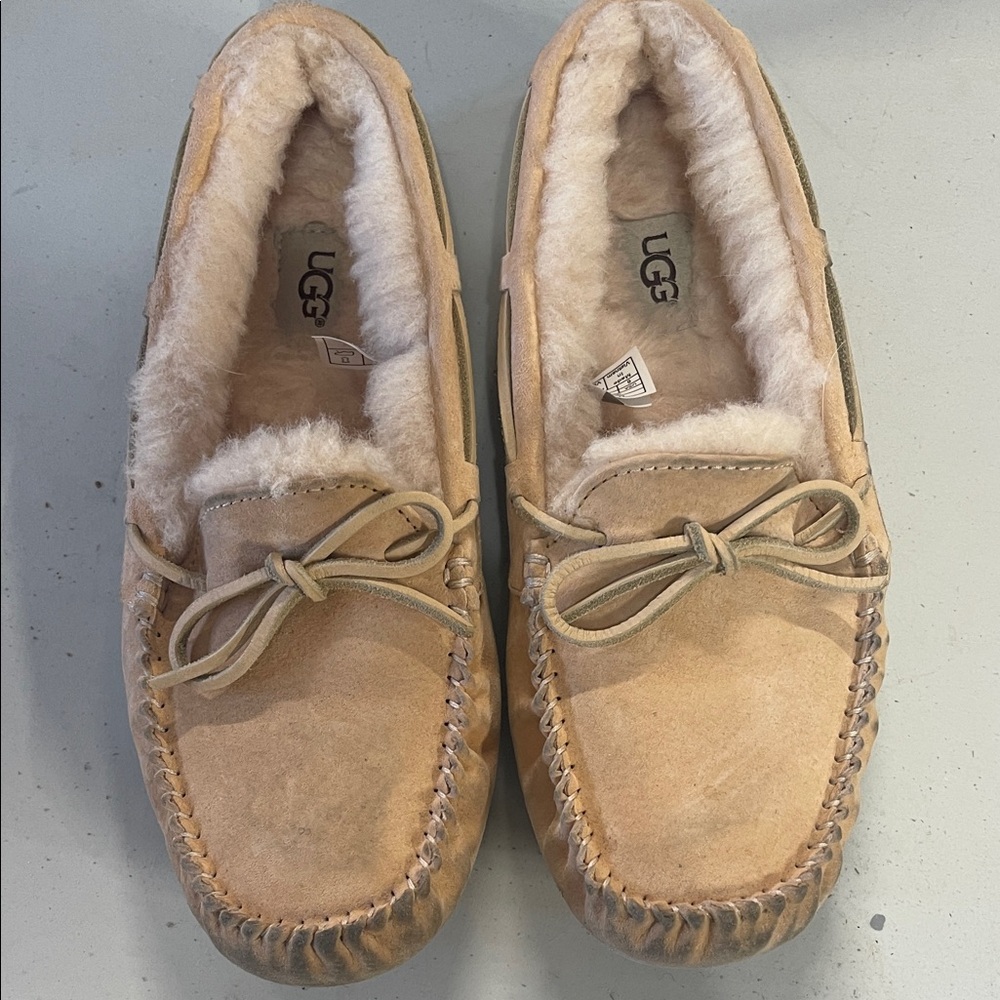 UGG Tan Suede Slippers with Plush Lining